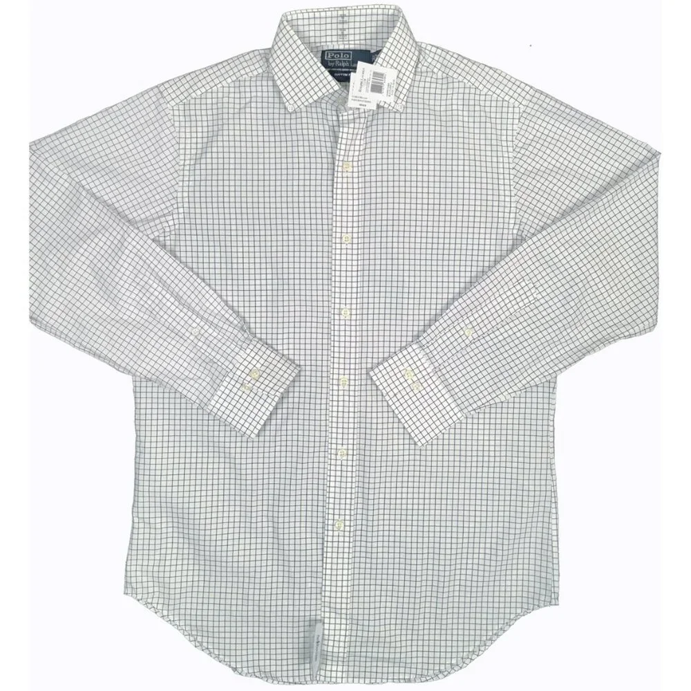 NEW Polo Ralph Lauren Dress Shirt! 14 1/2 or 17 1/2 Custom Fit White Check